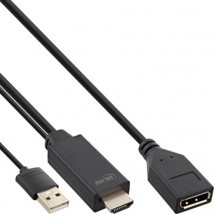 Inline® HDMI M à DisplayPort F Cable convertisseur, 4K, noir / or, 0,3 m