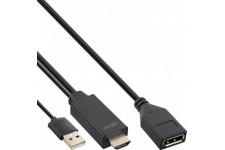 Inline® HDMI M à DisplayPort F Cable convertisseur, 4K, noir / or, 0,3 m