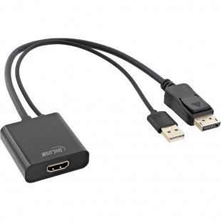 INLINE® HDMI F à DisplayPort M Cable convertisseur, 4K, noir / or, 0,3 m