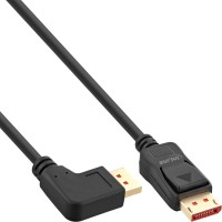Câble INLINE® DisplayPort 1.4, 8K4K, gauche angulaire, noir / or, 2M