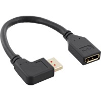 Câble adaptateur INLINE® DisplayPort 1.4 M / F, 8K4K, à gauche inclinée, noir / or, 0,15 m