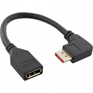 Câble adaptateur INLINE® DisplayPort 1.4 M / F, 8K4K, incliné à droite, noir / or, 0,15 m