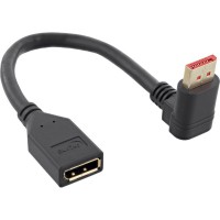 Câble adaptateur INLINE® DisplayPort 1.4 M / F, 8K4K, angle vers le haut, noir / or, 0,15 m