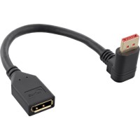 Câble adaptateur INLINE® DisplayPort 1.4 M / F, 8K4K, angle vers le bas, noir / or, 0,15 m