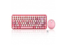 Périxx périduo-713 DE, mini clavier et ensemble de souris, design vintage rétro, rose