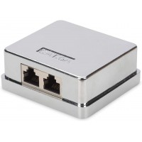 DIGITUS Boîtier en saillie Cat.6A, 2 x RJ45, blindé, argent