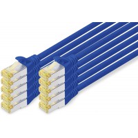 DIGITUS Câble de brassage Cat.6A, S/FTP, 0,25 m, par 10,bleu