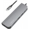 LogiLink Hub multifonction USB-C 6-en-1, argenté