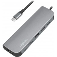 LogiLink Hub multifonction USB-C 6-en-1, argenté