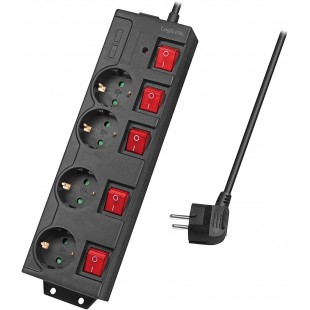 Logilink Lps251 Bloc Multiprise 4 Prises Cee 7/3 Avec 5 Interrupteurs Marche/Arrêt, Protection Contre Les Surtensions Et Protect