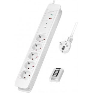 Logilink Lps402 – Multiprise 5 Prises + Télécommande Pour Jusqu'À 2 Multiprises Simultanément, 5 Prises Cee 7/3 (Contact De Prot