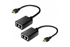 LogiLink Kit d'extension HDMI via LAN, pigtail, 30 m, noir
