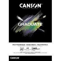 CANSON Bloc de dessin GRADUATE MIXED MEDIA, A5, noir