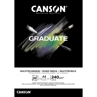 CANSON Bloc de dessin GRADUATE MIXED MEDIA, A5, noir