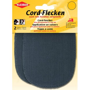 KLEIBER Patch thermocollant en velours côtelé, gris clair