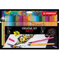 Set créatif STABILO ARTY x 36 pièces : 18 STABILO Pen 68 + 18 STABILO point 88