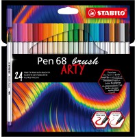 Etui carton x 24 feutres pinceau STABILO Pen 68 brush ARTY