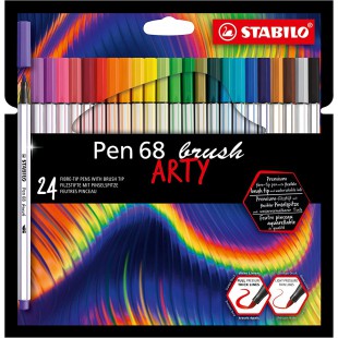 Etui carton x 24 feutres pinceau STABILO Pen 68 brush ARTY
