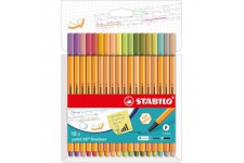 Etui carton x 18 stylos-feutres STABILO point 88 - coloris "Soft Colors" et "cocooning"