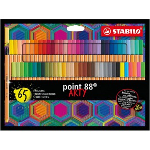 Etui carton x 65 feutres STABILO point 88 ARTY