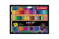 Etui carton x 65 feutres STABILO point 88 ARTY