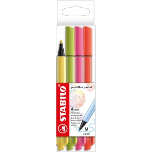 Etui carton x 4 stylos-feutres STABILO pointMax - coloris pastel