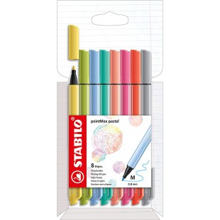 Etui carton x 8 stylos-feutres STABILO pointMax - coloris pastel
