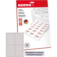 Kores Etiquette en film, 105 x 148 mm, transparent