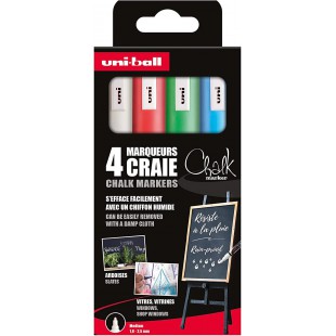 uni-ball Marqueur craie Chalk marker PWE5M/4 PF, étui de 4