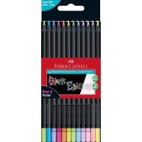 FABER-CASTELL Crayon de couleur Black Edition, étui de 12