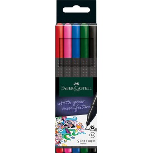 FABER-CASTELL Feutre pointe fine GRIP FINEPEN, étui de 5