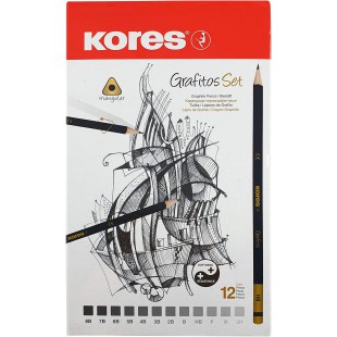 Kores Crayon à papier 'Grafitos Art', étui métallique de 12