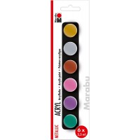 Marabu Set de peinture acrylique 'METALLIC', 6 x 3,5 ml