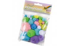 folia Pompons, 30 pièces, tailles assorties, couleurs pastel