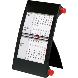 Rido/Idé 7038000203 3-Monatskalender Tischkalender 2023 1 Seite 3 Monate 11 X 18,3 Cm Plastique-Rahmen Drehknopf: Rouge 