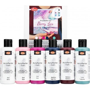 ViVA DECOR Set de peinture acrylique 'Berry Love', 6 pièces