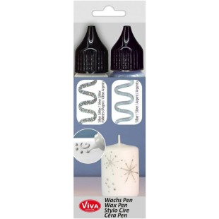 ViVA DECOR Candle Wachs Pen, 28 ml, set de 2, argent