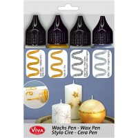 ViVA DECOR Candle Wachs Pen, 28 ml, set de 4, argent/or