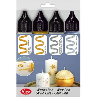 ViVA DECOR Candle Wachs Pen, 28 ml, set de 4, argent/or