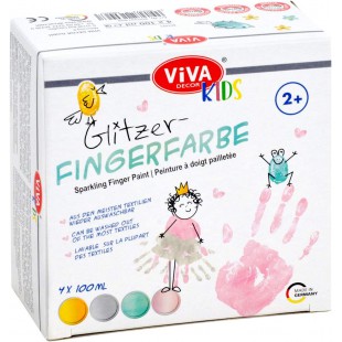 ViVA DECOR Peinture au doigt 'ViVA KIDS', set de 4 Pailleté