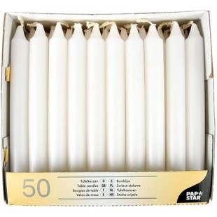 PAPSTAR Bougie de table, 21 mm, pack de 50 , blanc