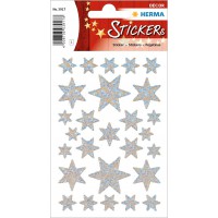 HERMA Sticker de Noël DECOR 'étoiles', argent, film irisé
