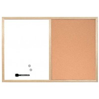 Bi-Office Tableau mixte, cadre en bois, (L)600 x (H)400 mm