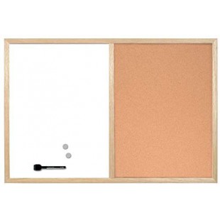 Bi-Office Tableau mixte, cadre en bois, (L)600 x (H)400 mm