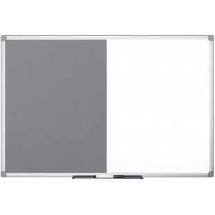 Bi-Office Tableau mixte, tableau blanc / feutre, gris