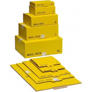 Lot de 20 : smartboxpro Carton d'expédition MAIL BOX, taille: M, jaune