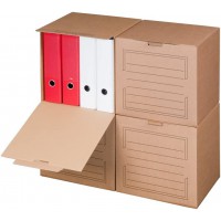 Lot de 5 : smartboxpro Conteneur d'archives, couvercle frontal, marron