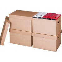 Lot de 10 : smartboxpro Boîte d'archives/transport, à couvercle, marron