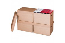 Lot de 10 : smartboxpro Boîte d'archives/transport, à couvercle, marron