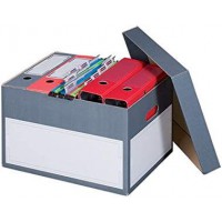 Lot de 10 : smartboxpro Boîte d'archives/transport S, à couvercle, gris